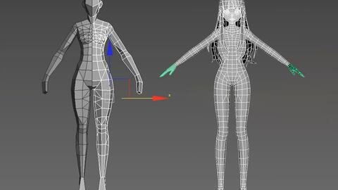 【3dmax人物角色建模】从box到完整的女性人体裸模布线教程 