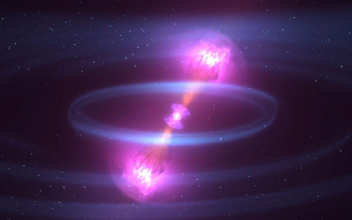 动画演示中子星碰撞创造伽马射线和重力波