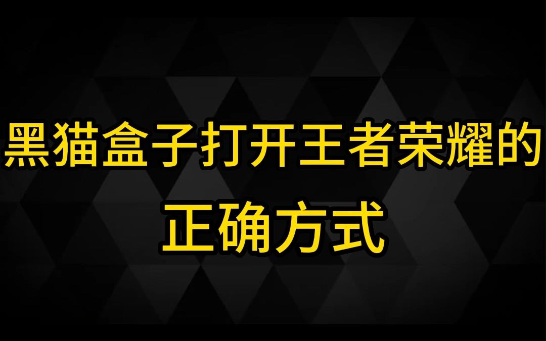 黑猫盒子打开王者荣耀的正确方式哔哩哔哩bilibili