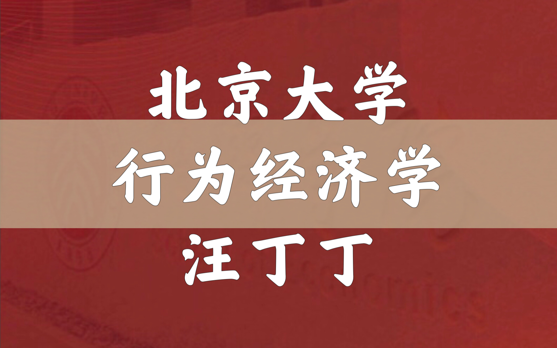 【北京大学】行为经济学(附光华管院版|合20讲)汪丁丁哔哩哔哩bilibili