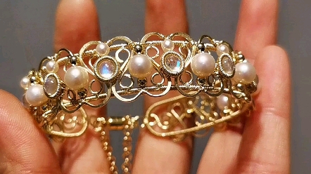 月光石绕线手镯