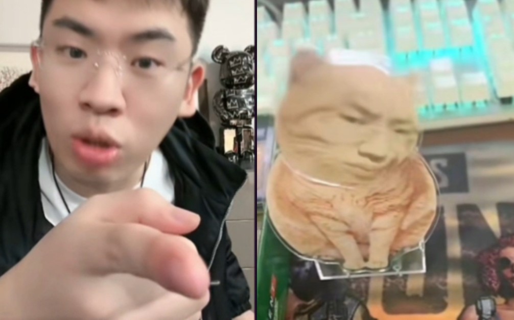 [图]听泉猫摇头立牌现播间，泉哥直呼玩不起