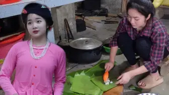 越南小芳姑娘今天去干农活，收木薯带回家，做饼吃