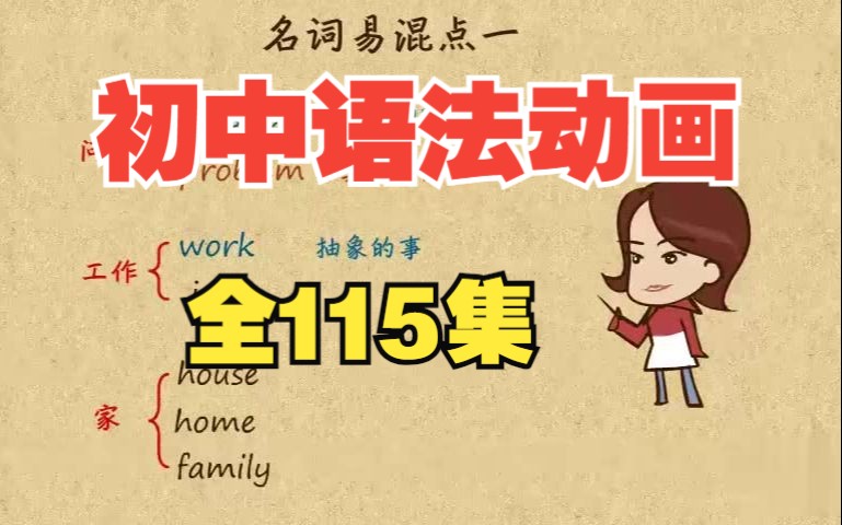 【全115集】初中英语趣味动画,初中英语语法七八九年级上下全册,轻松