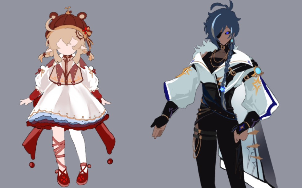 【绘画】给凯亚和可莉设计了点服饰,有色差 导出来凯亚衣服太绿了想要