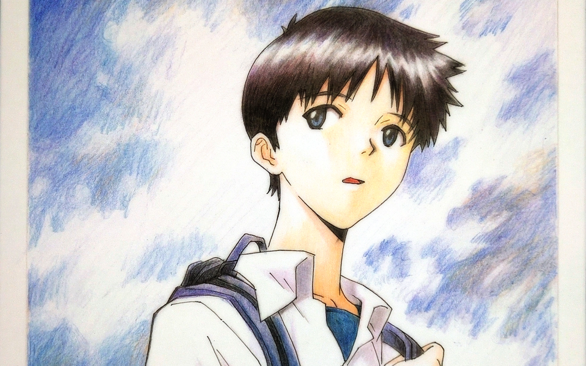 彩铅新世纪福音战士碇真嗣临摹上色2