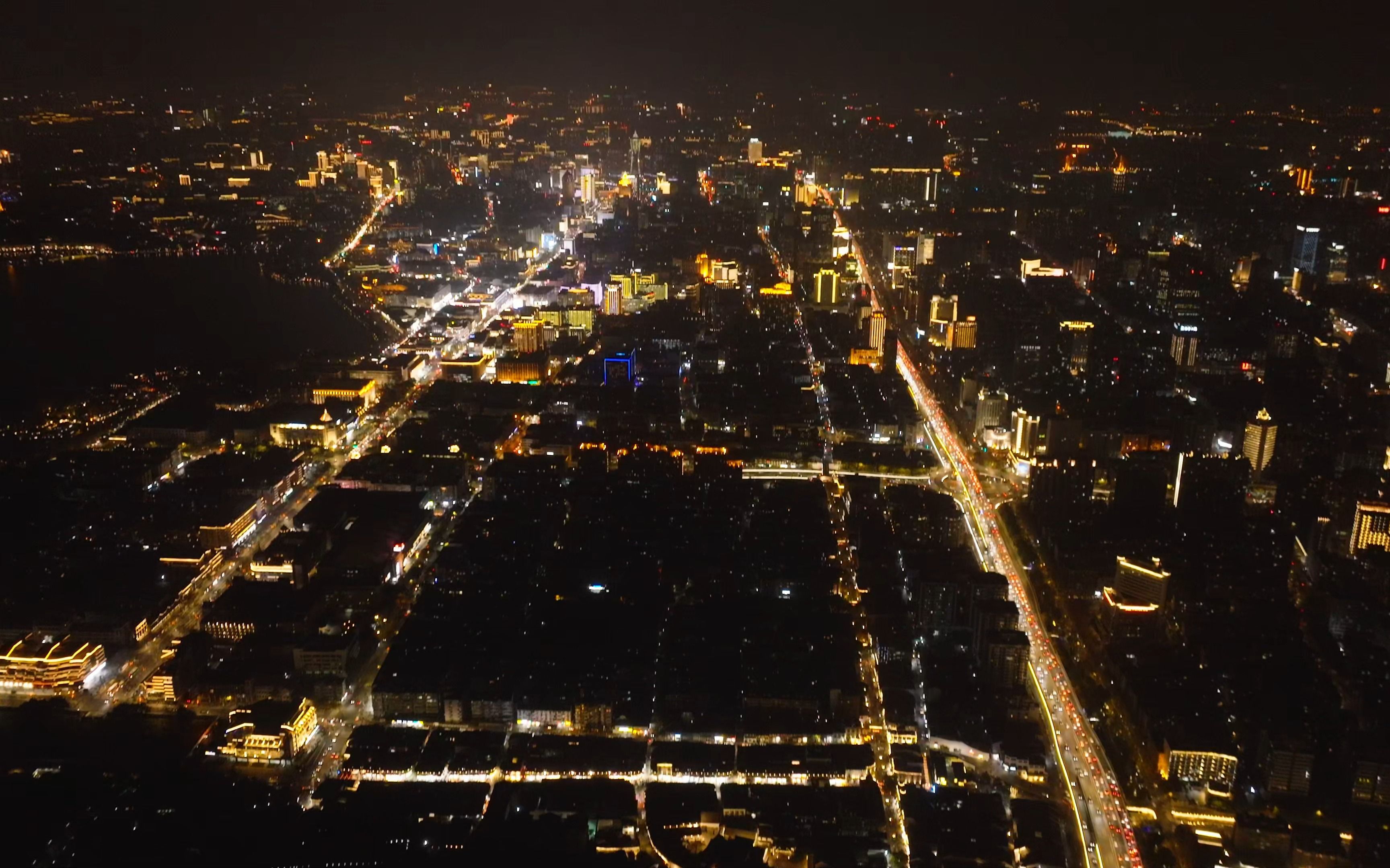 【4k60】杭州夜景 上城区上空 御3