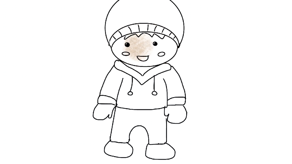 穿冬衣的小男孩简笔画图片