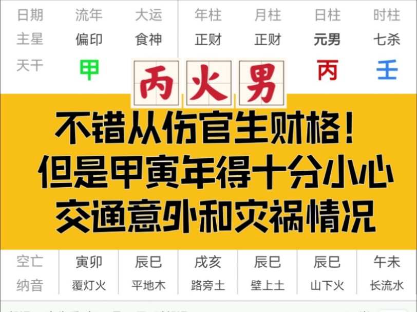 不错的从伤官生财格!运也算稳健!但是注意地支见木的年份哔哩哔哩bilibili