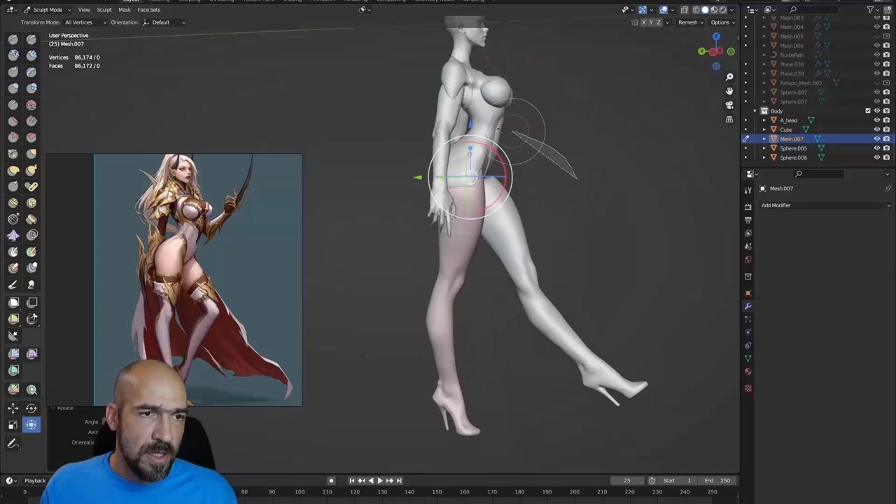 blender三维女性刺客次世代游戏角色建模材质渲染教程 中英文字幕 3d