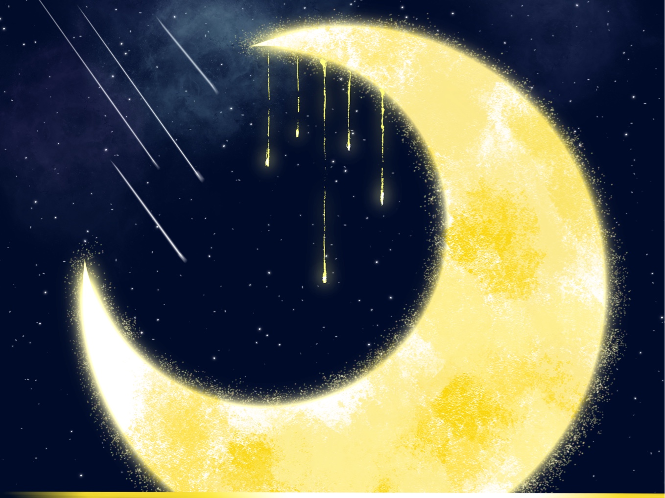 抬头看看月亮,忘记所有烦恼—procreate画画打卡,夜晚的梦(含教程)