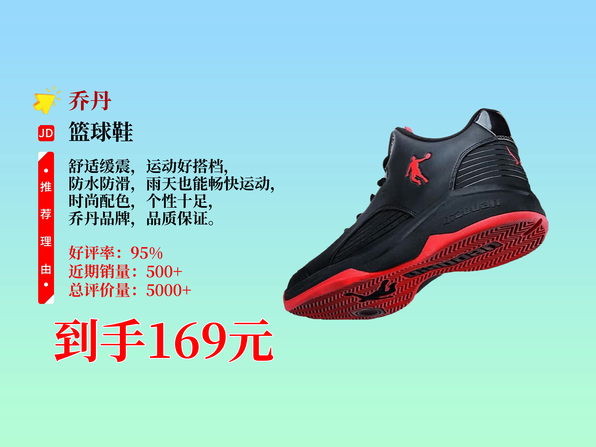 乔丹毒液低帮篮球鞋,皮面防水还缓震防滑!到手