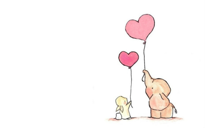 【心图】绘画大象与小兔