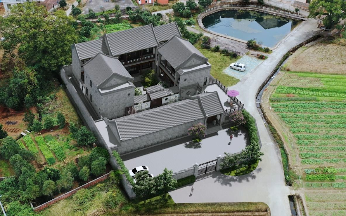 农村自建二进四合院,32米×38米,项目案例欣赏.