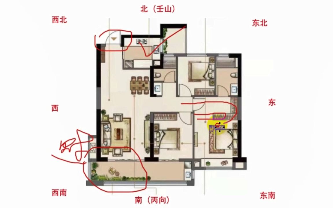 户型分析实例正北厨房大利的南北向户型