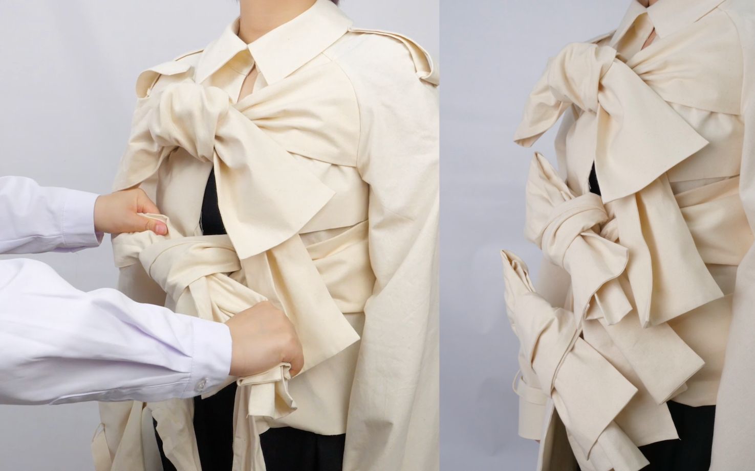 创意立裁|蝴蝶结风衣/创意解构/从衣片到成衣