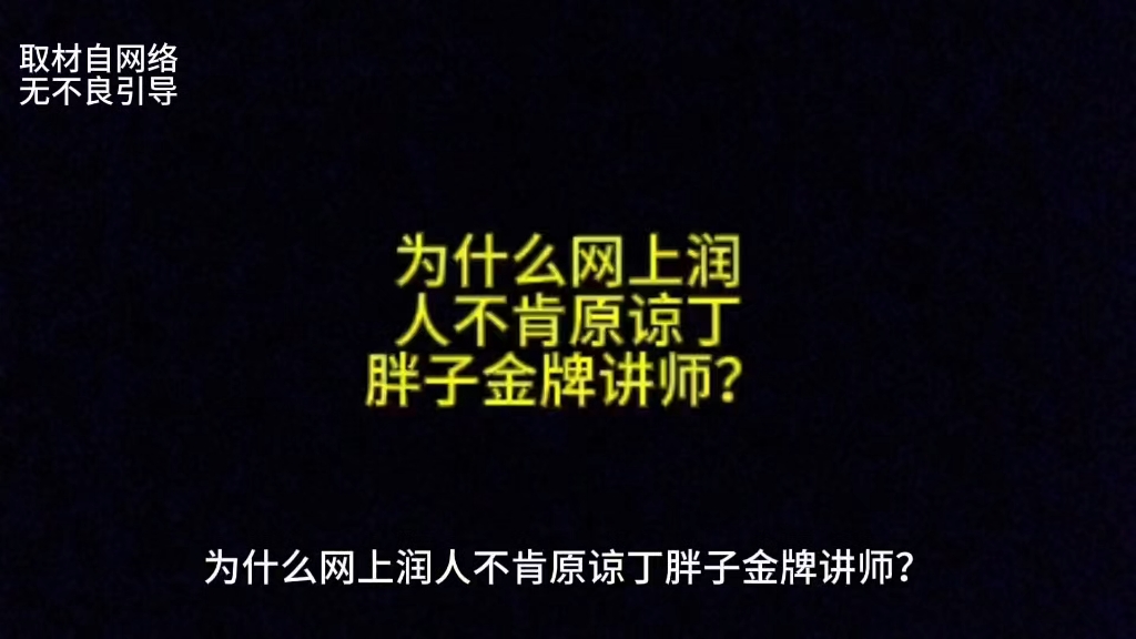 为什么网上润人不肯原谅丁胖子金牌讲师?哔哩哔哩bilibili