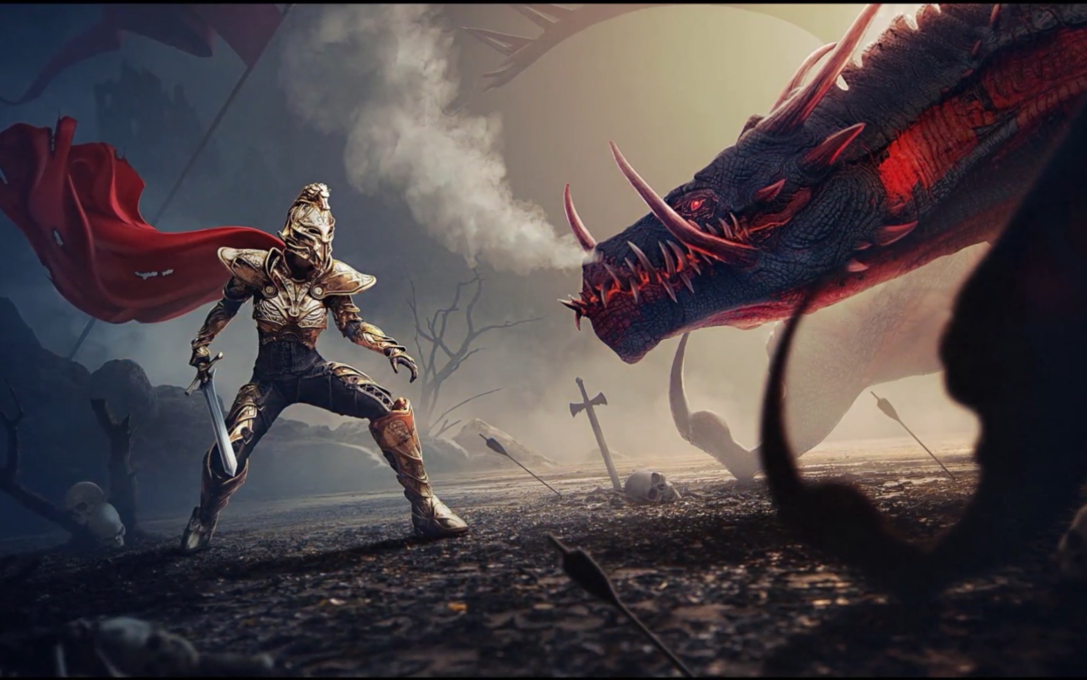 ps进阶教程:教你用ps合成搭建创意场景海报(龙之战)视频素材源自大神