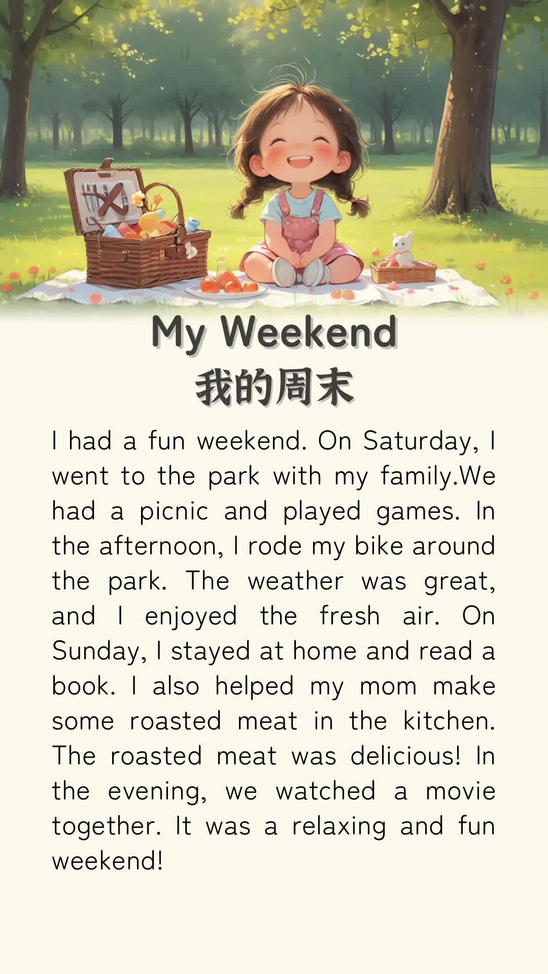 每日一篇英语短文听读 | 我的周末 My Weekend哔哩哔哩bilibili