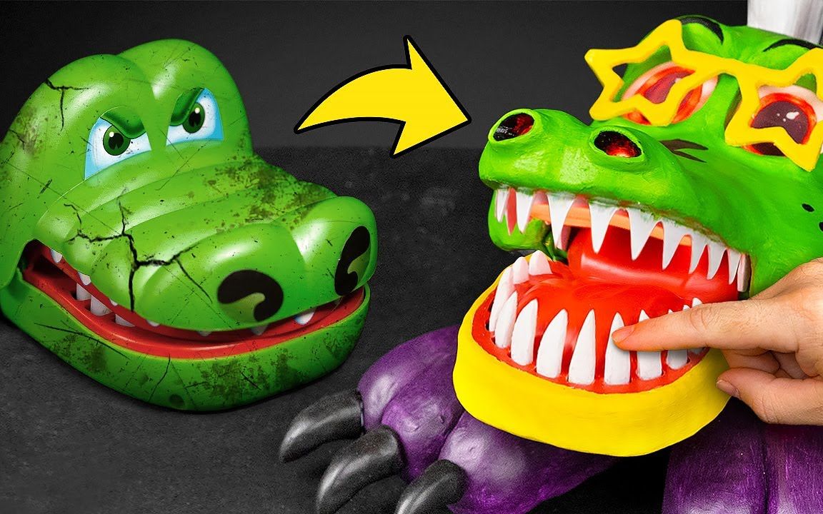 表哥制作一款超有趣的鳄鱼拔牙游戏玩具,你敢不敢来试一试?