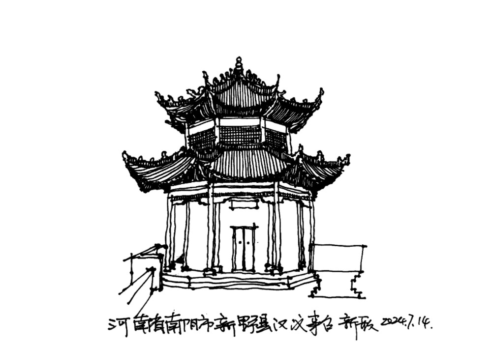 中国古代建筑速写简单图片