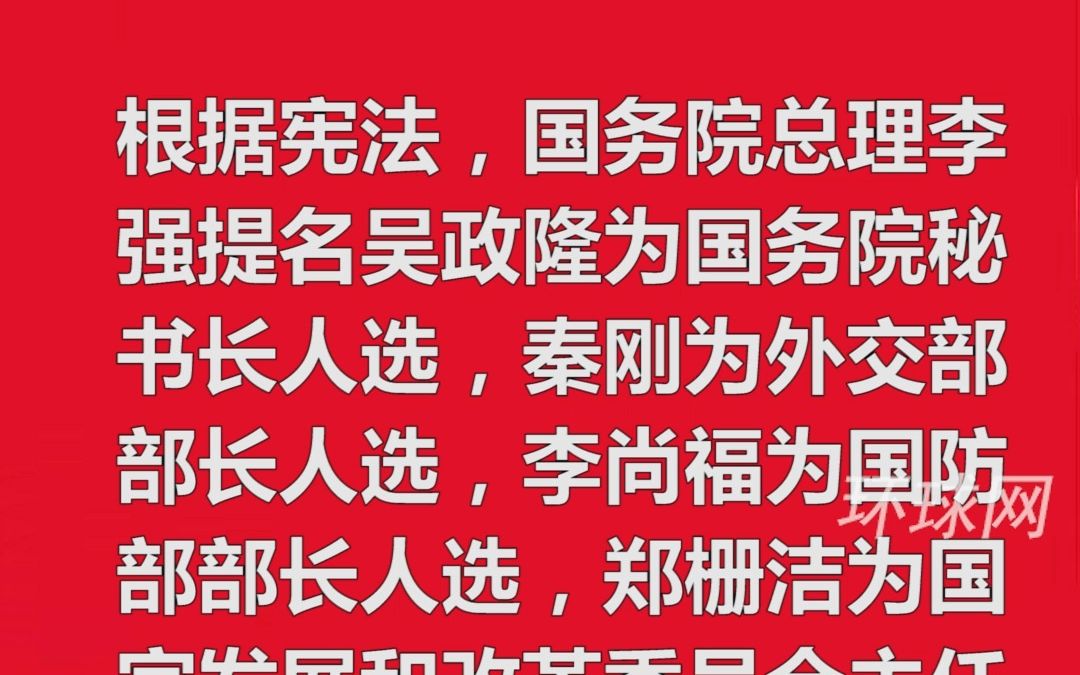 国务院总理李强提名国务院秘书长、各部部长、各委员会主任、央行行长、审计长人选哔哩哔哩bilibili