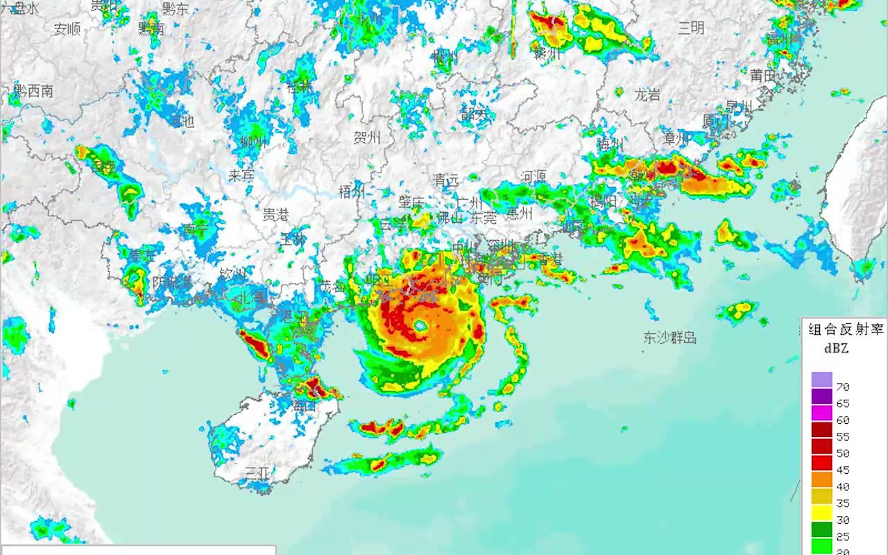 台风查帕卡华南气象雷达拼图动画
