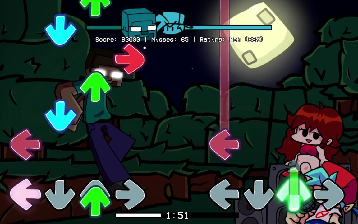 fnf优质模组vs herobrine全流程!(第二阶段)_我的世界