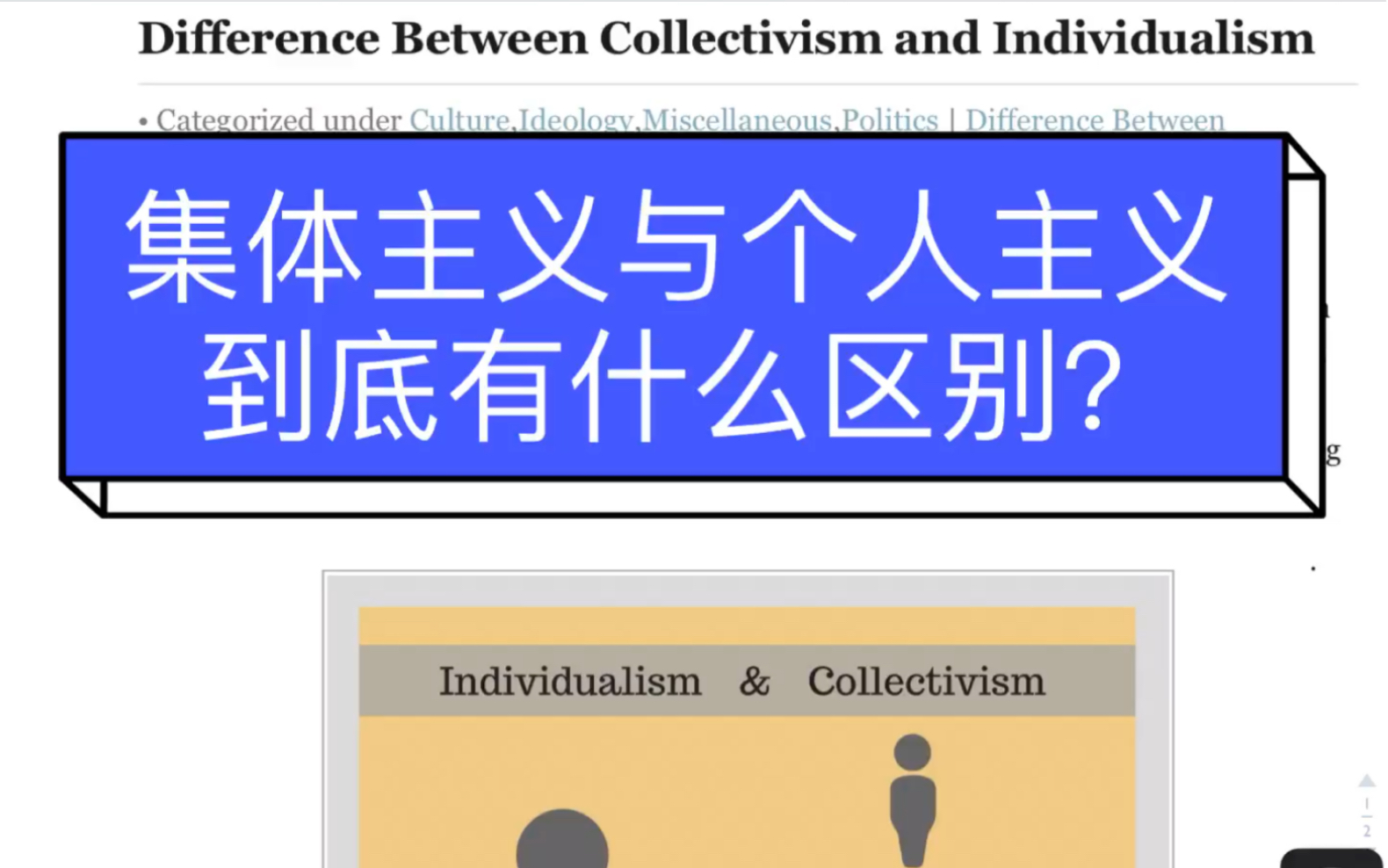 18 difference between集体主义与个人主义到底有什么区别?