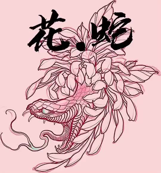 花与蛇的结合.纹身 tattoo 纹身图案手稿哔哩哔哩bilibili