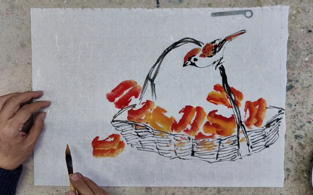 《好事一箩筐》国画