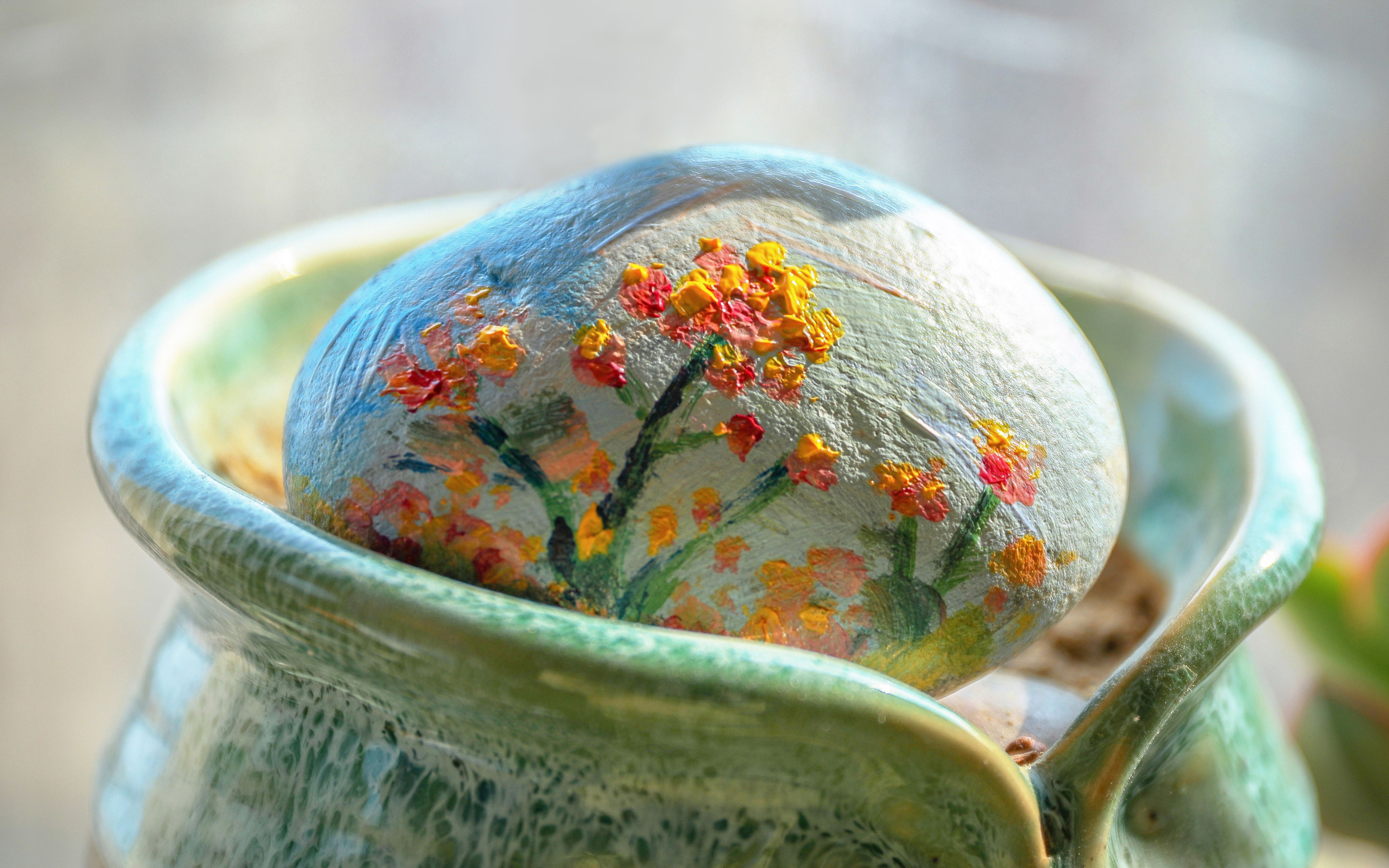 活动作品石头画春天的小花