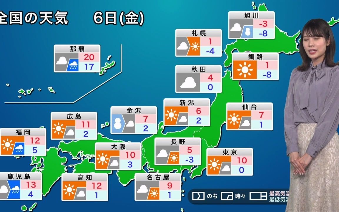 日本天气 日语听力 生肉 お天気キャスター解説 あす 1月6日(金)の天