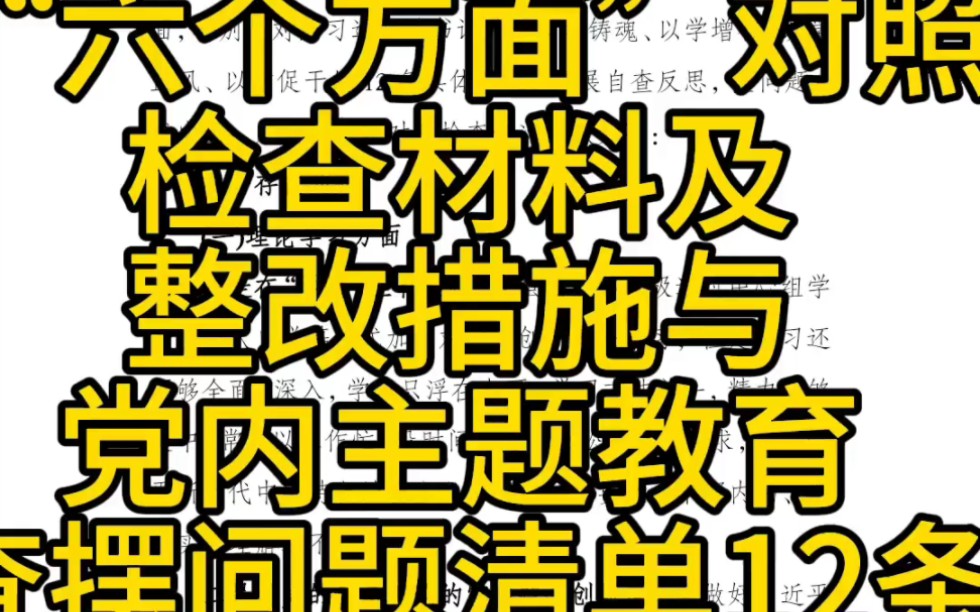 2023年主题教育“六个方面”对照检查材料及整改措施与党内主题教育查摆问题清单12条【两份稿】哔哩哔哩bilibili