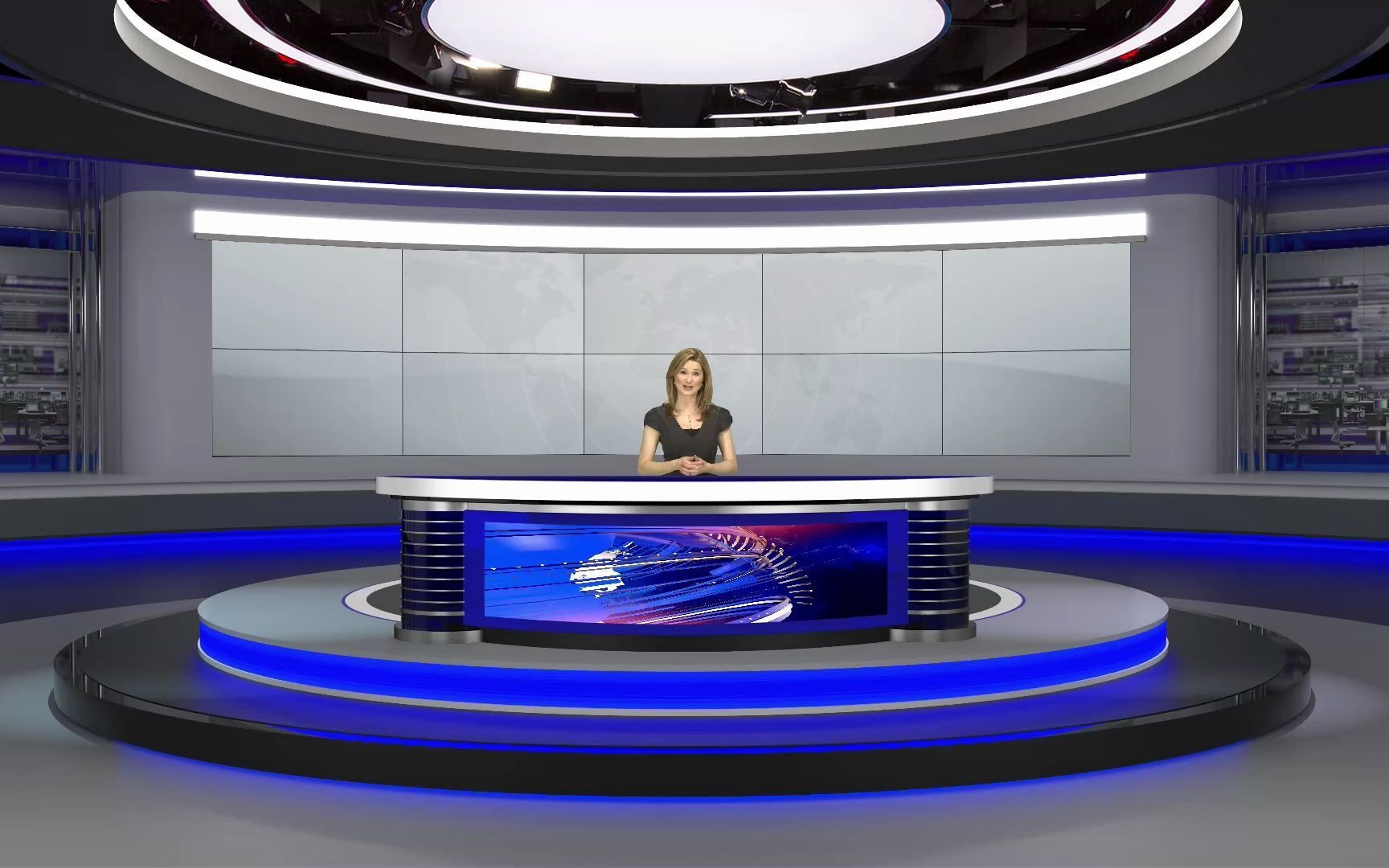 vmix虚拟集三维演播室远近推拉效果分蓝色红色系有桌无桌场景