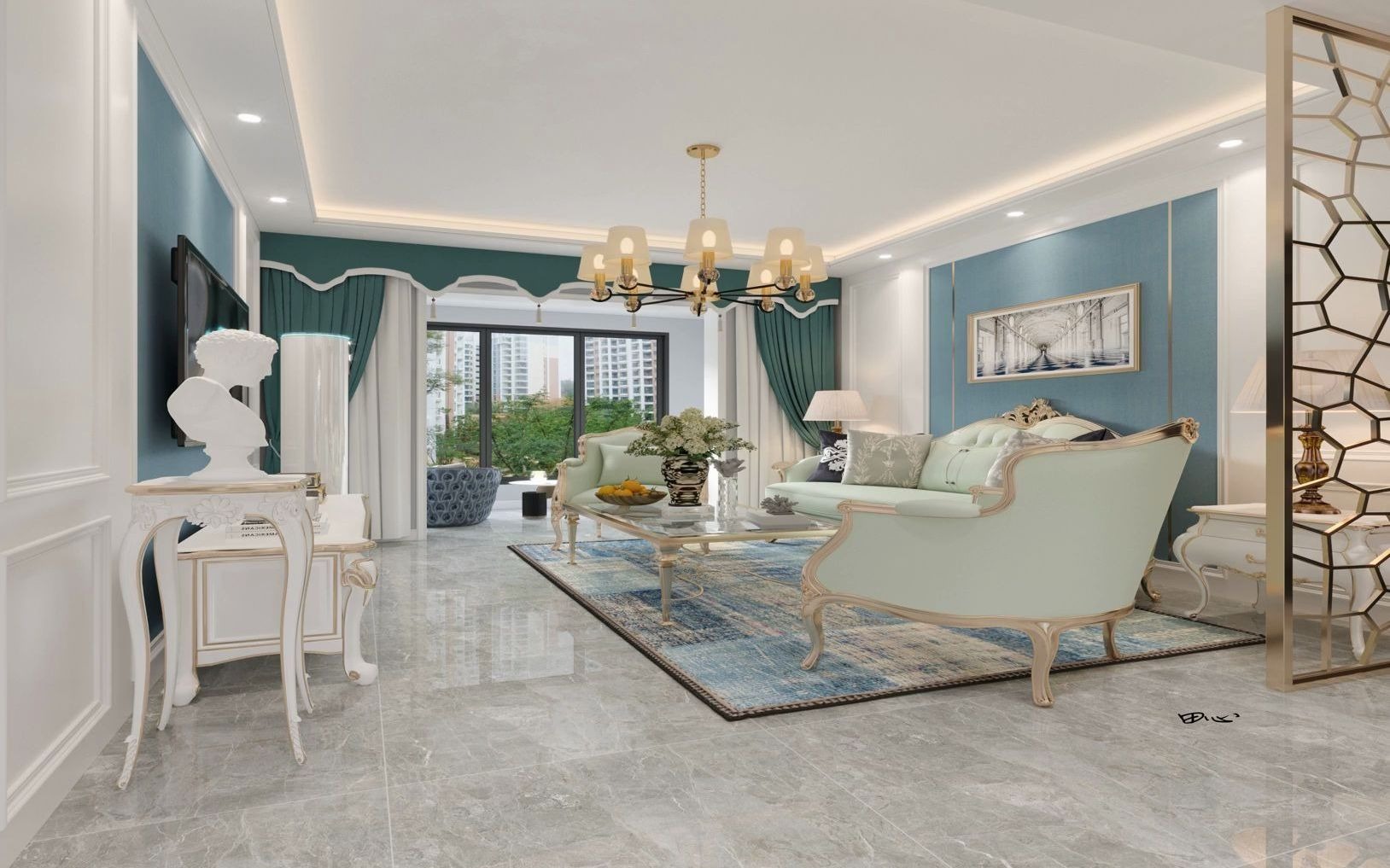 简美软装风格 #平层案例 简美轻奢——向爱而生的家 #知末网