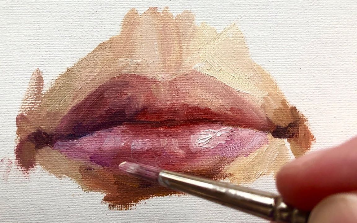 油画-如何一步一步地画嘴唇 中文字幕_哔哩哔哩_bilibili