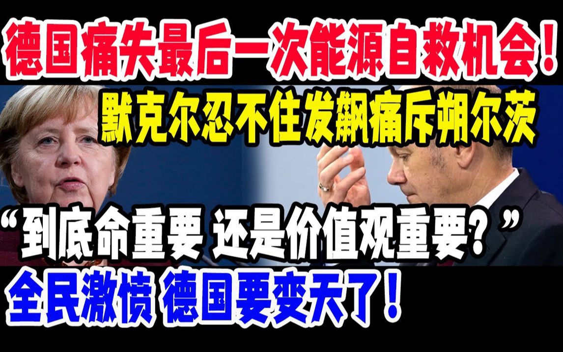 德国痛失最后一次能源自救机会 默克尔忍不住发飙痛斥朔尔茨: “到底命重要 还是价值观重要?” 全民激愤,德国要变天了!哔哩哔哩bilibili