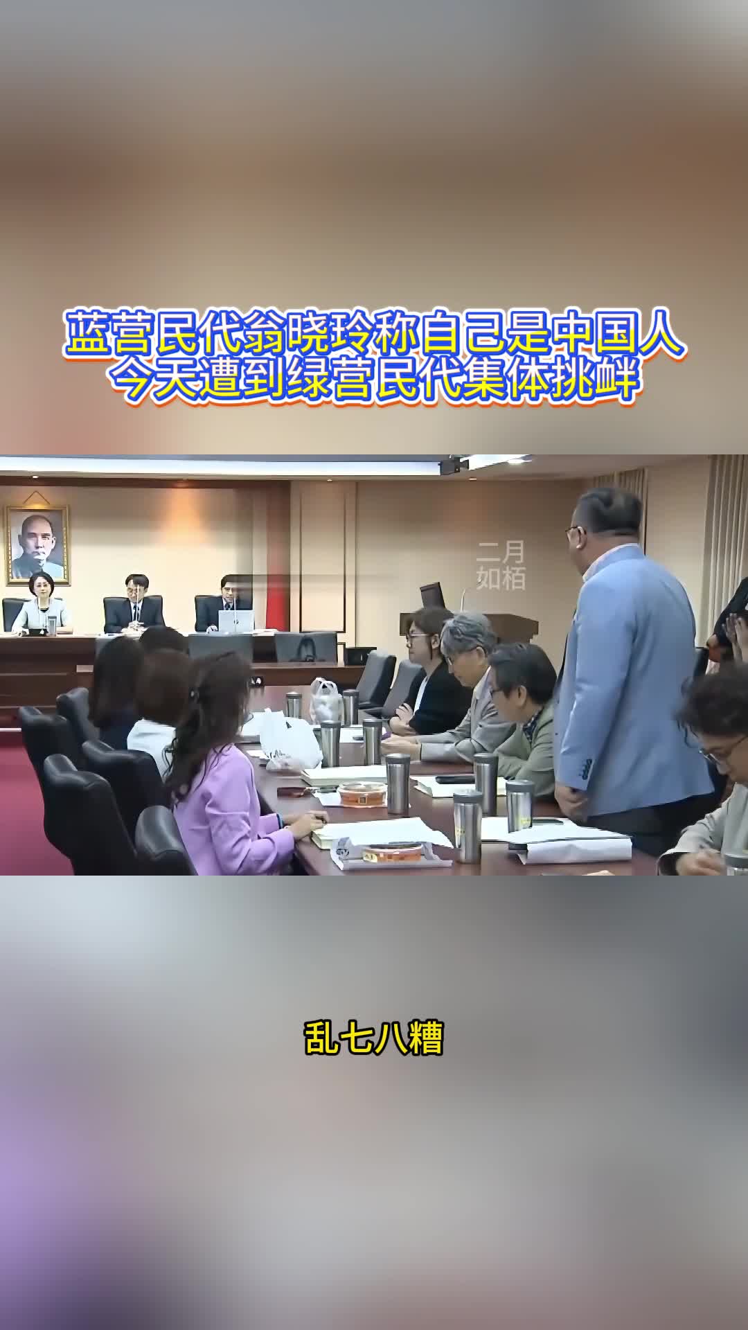 蓝营民代翁晓玲称自己是中国人，今天遭到绿营民代集体挑衅