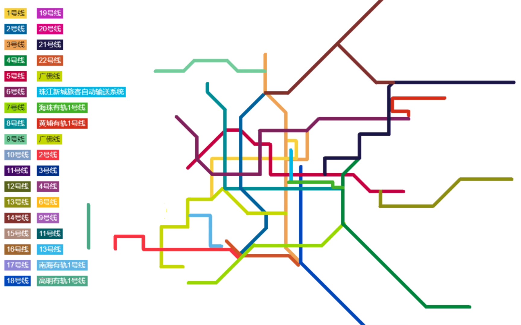 自制广州地铁线路图