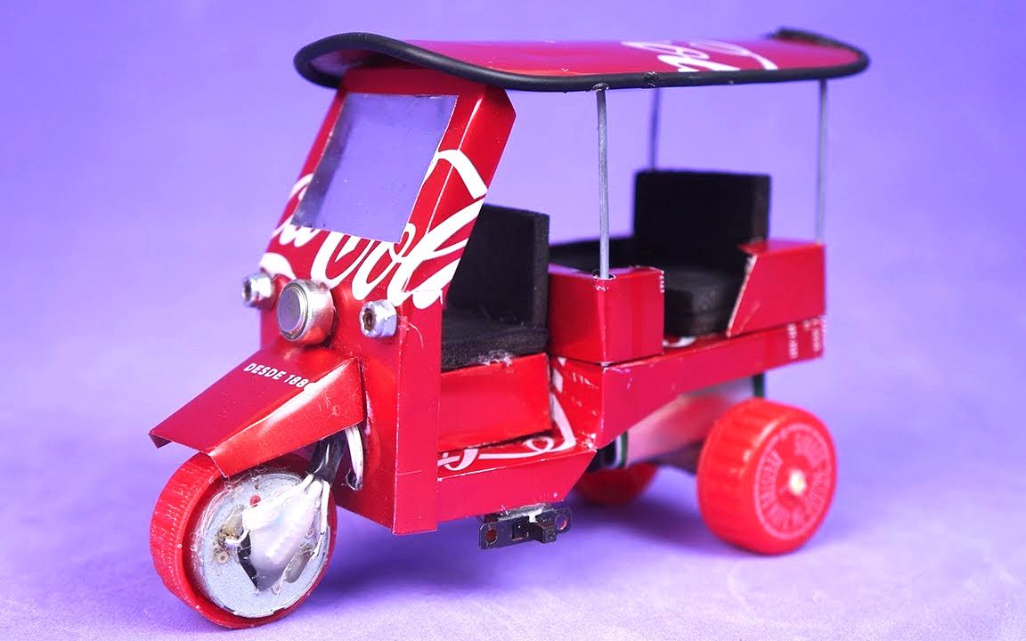 手工达人废物利用,用易拉罐自制"三轮车",成品令人开眼了!