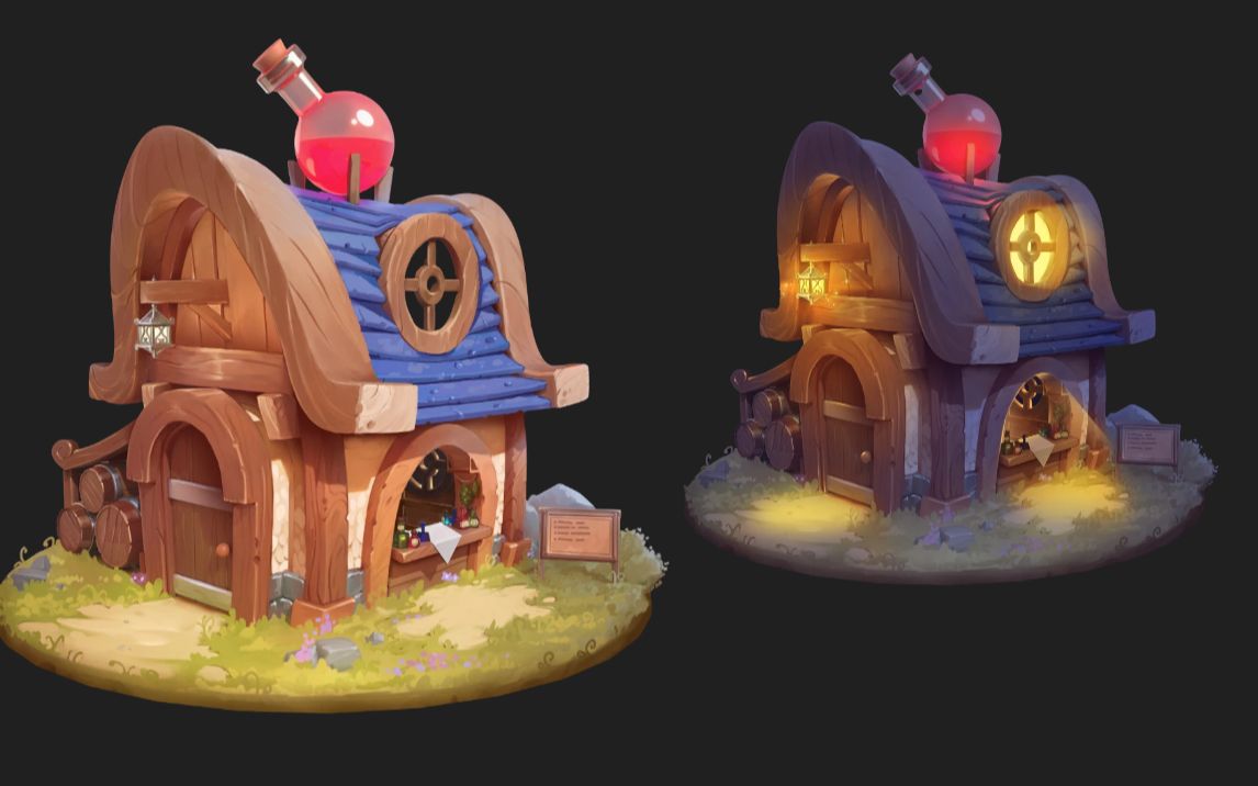 【maya教程】q版卡通风场景建模教学 一节课教你如何布线和渲染!