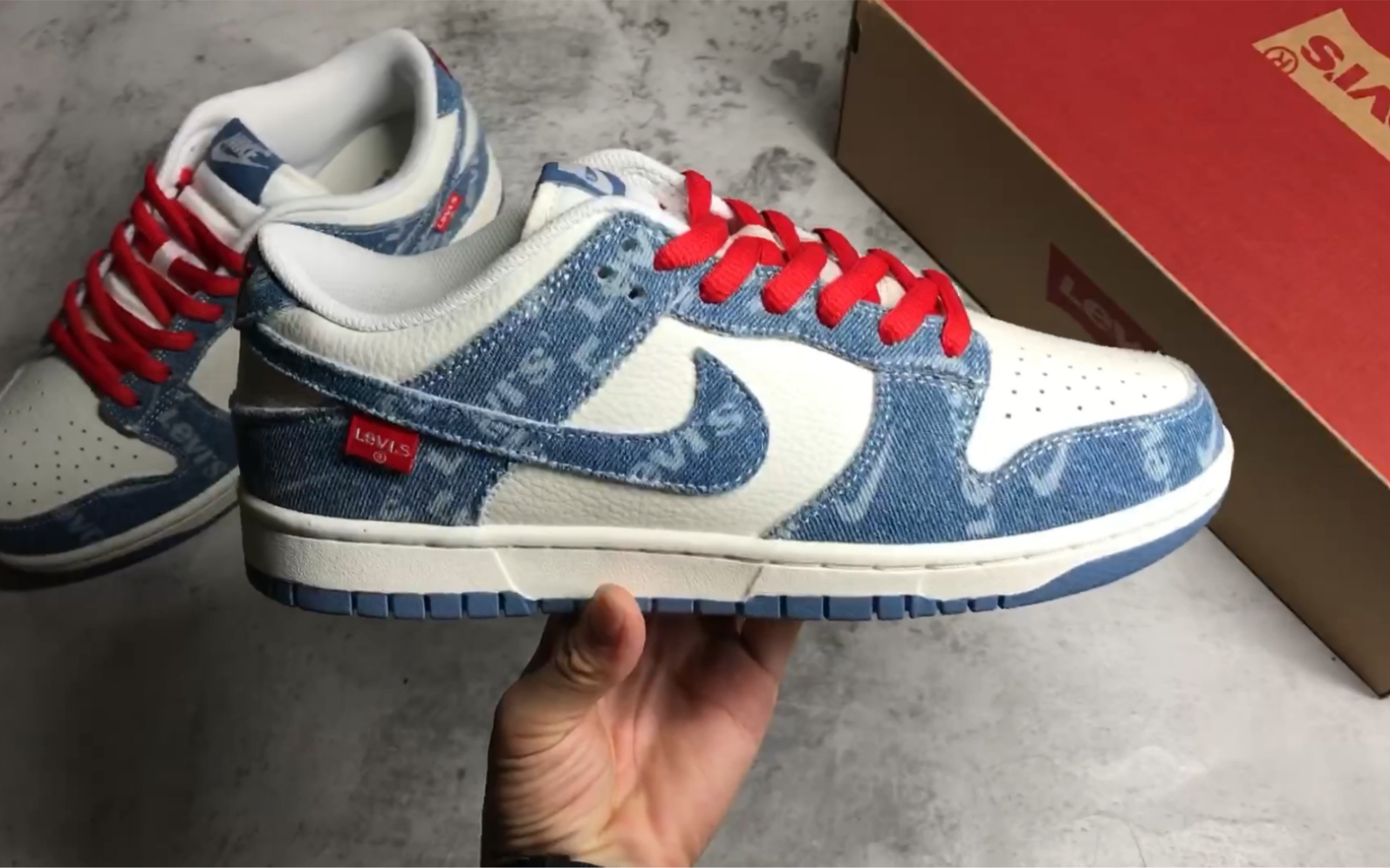【全方位实拍】nike dunk low 定制李维斯联名 牛仔白蓝