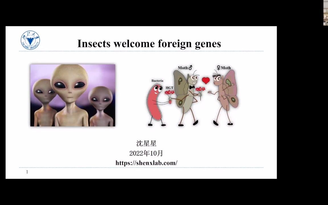 进化之光云论坛第五期——Insects welcome foreign genes,报告人:浙江大学沈星星研究员哔哩哔哩bilibili