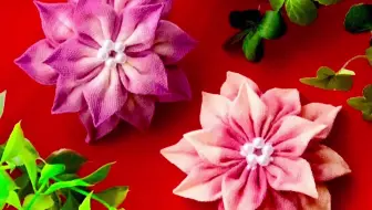 细工花 100均材料だけでつまみ細工髪飾り作り方 Kanzashi Flower Diy Fabric Flower 成人式卒業式七五三などに 哔哩哔哩 Bilibili