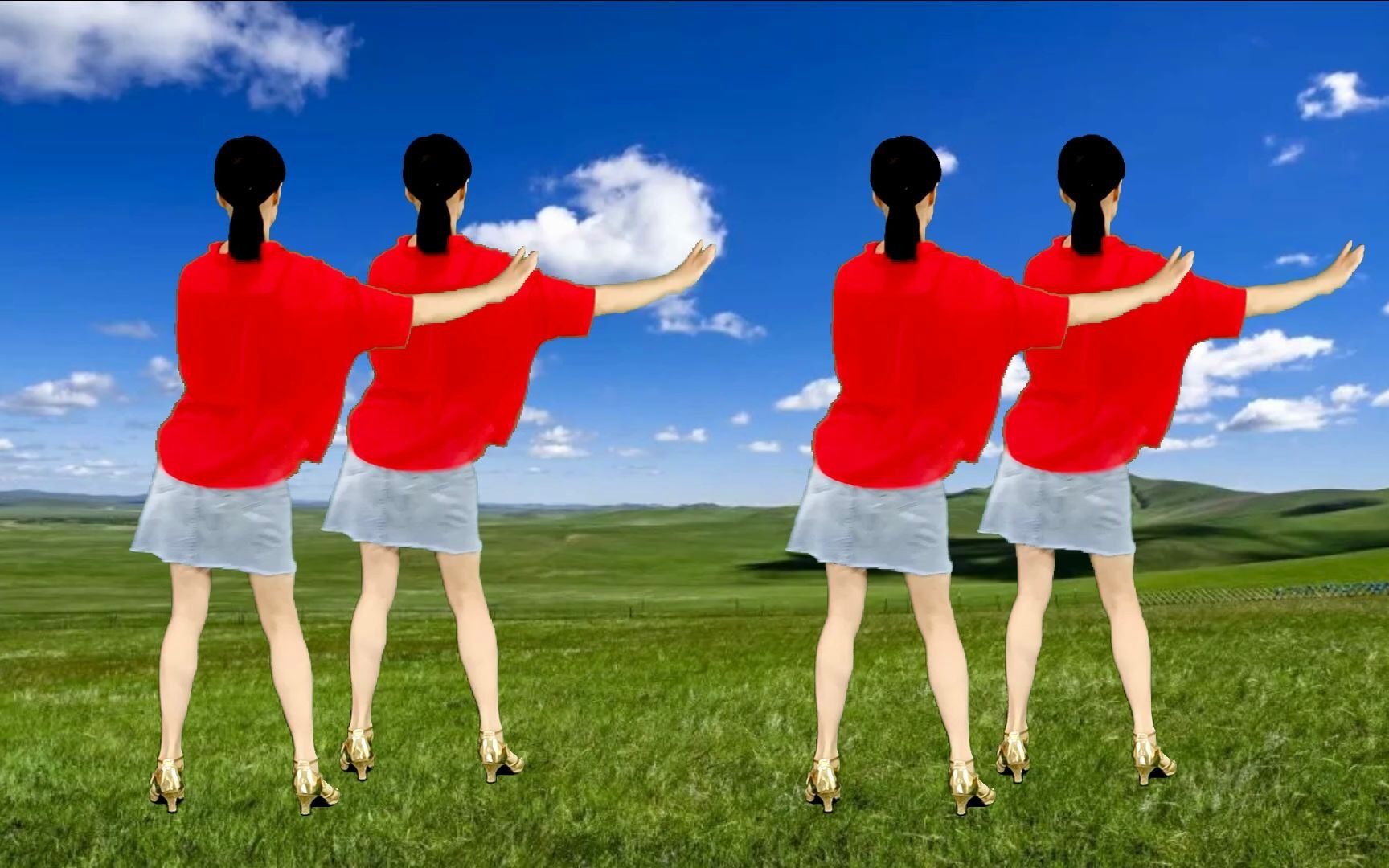 健身广场舞,火爆经典歌曲《歌声与微笑》背面欣赏