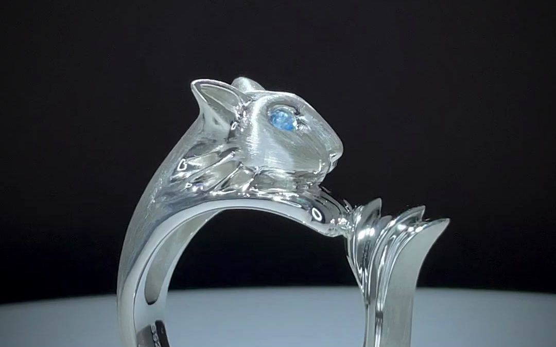 黑暗之魂银猫戒指(拉丝效果)