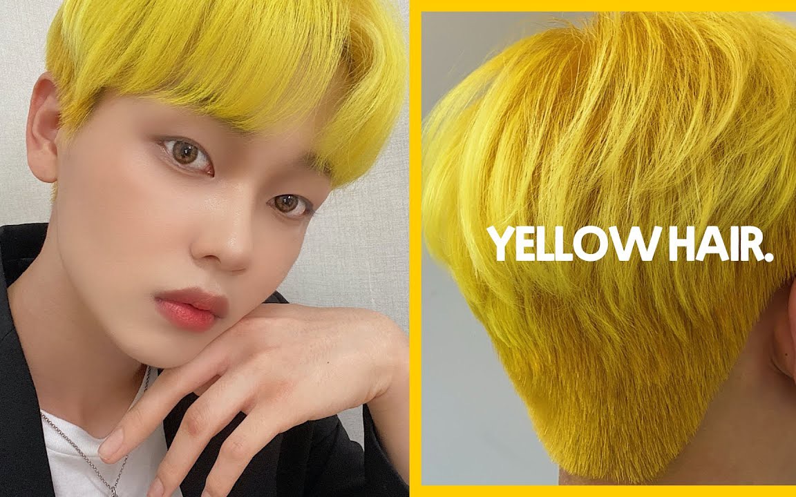 韩妆花泥搭配亮黄发色的男生妆容79hwane