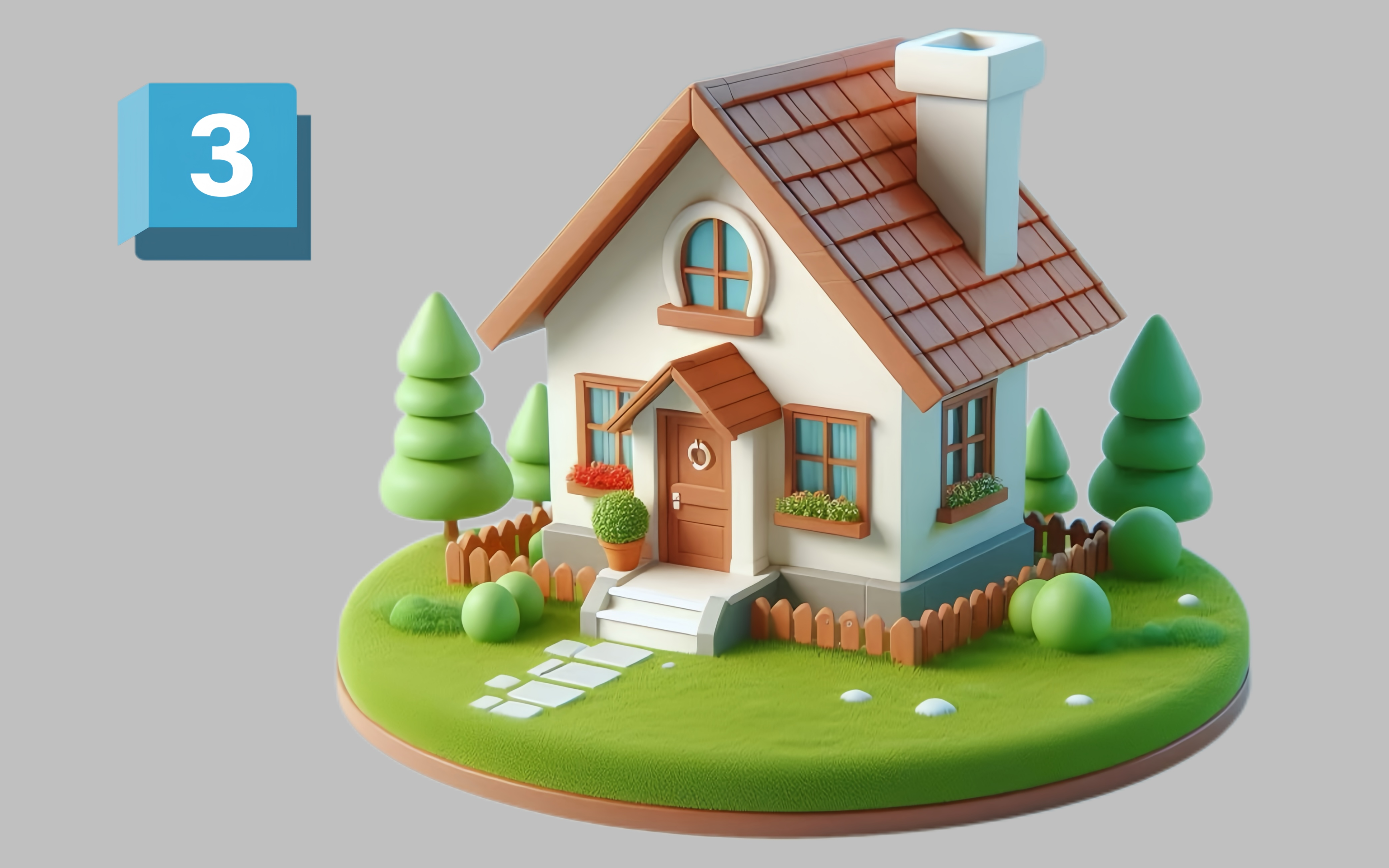 卡通小房子模型制作,适合新手学习的场景建模教程!