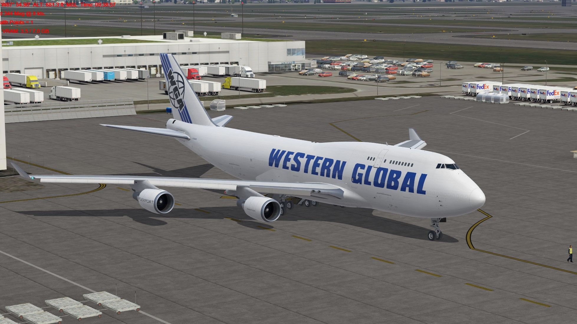 西方环球航空b747-400bcf落地迈阿密